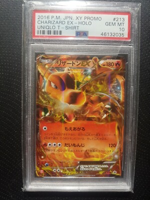 Carte Pokemon PSA 10 Dracaufeu/Charizard EX Uniqlo T-Shirt Promo Xy 2016 Gradée