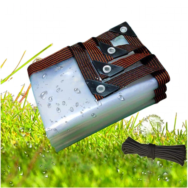 QOFLY Bâche De Protection Transparente, 2 X 4 M, Avec œillets, Imperméable, Pour Tente/balcon/voiture, Robuste Et Résistante Aux Intempéries, Multi- Usages