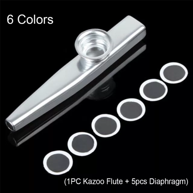 Instruments Silver Aluminum Gift Harmonica Kazoo Flute 5 Pcs Diaphragm Metal