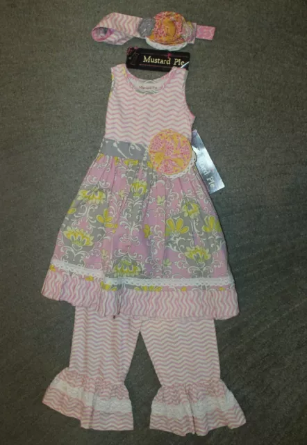 Mustard Pie Set (Clover Twirl Dress, Kashmir Crops & Alice Wrap) - Size 4 - NWT