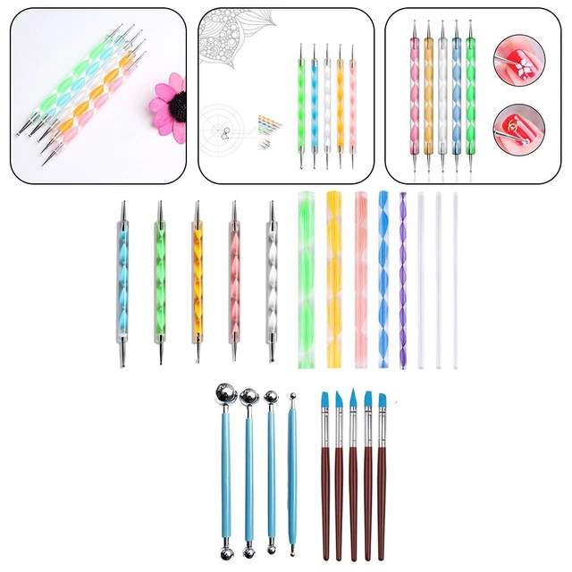 Kit D'outils Pour Peinture Mandala - 20 Pièces, Pochoirs, Pinceaux, Stylet à Pointiller - 2