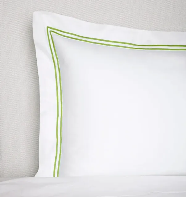 Sferra Grande Hotel KING sheet set in WHITE with FERN COLOR STRIPES FROM ITALY