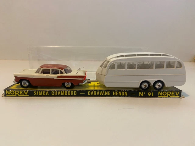 NOREV PLASTIQUE ANCIENNE Simca Chambord Avec Caravane Hénon Minialuxe