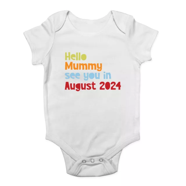Personalised Hello Mummy See You In Baby Grow Vest Baby Shower Due Date Bodysuit