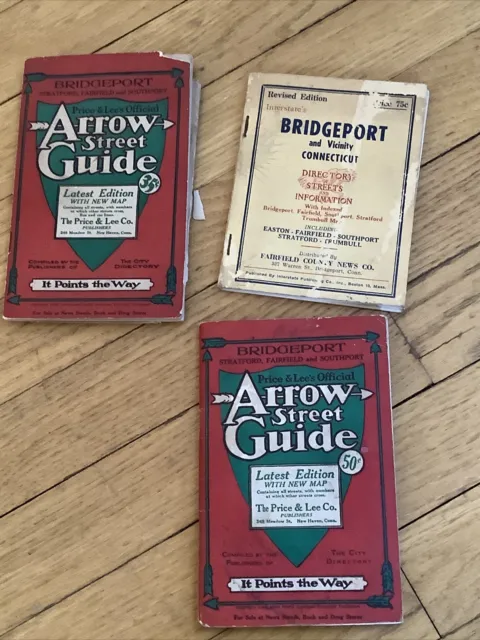 Arrow street guides map Bridgeport CT Connecticut vintage