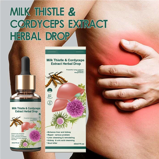 MILK THISTLE CORDYCEPS Extract Herbal Drop Liver Kidney Cleanse Detox