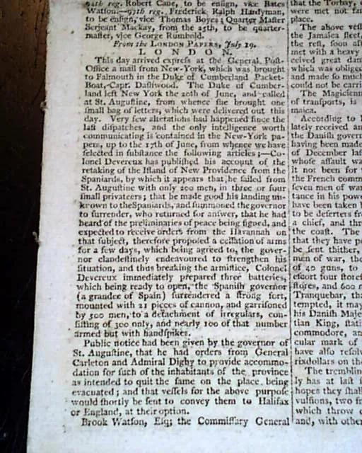 AMERICAN REVOLUTIONARY WAR Original Enemy Edinburgh Scotland 1783 old Newspaper