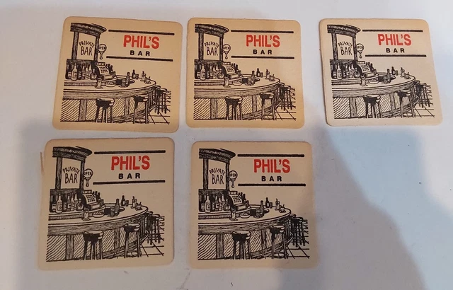 5 New Phils Bar Beer Coasters