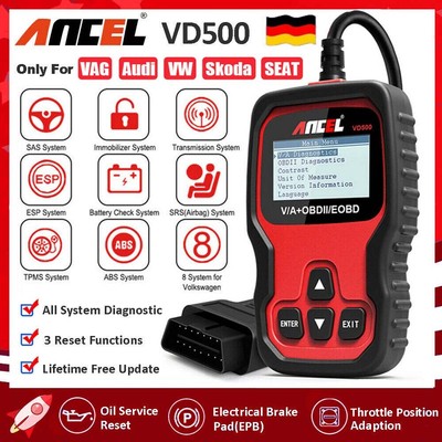 Ancel vd500 dispositivo diagnostico obd2 dispositivo auto tutti sistema EPB scanner ABS per VAG VW 