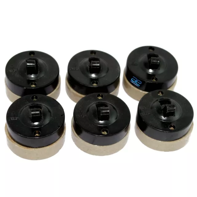 Vitreous Ceramic Porcelain Bakelite Electric Switch 6 Amp 240 Volt x 6 Unit GEc