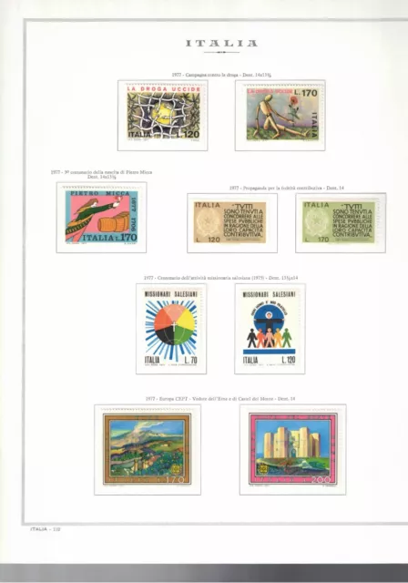 1977 Italia - Annata Completa di 38 valori nuovi MNH** + fogli MARINI King