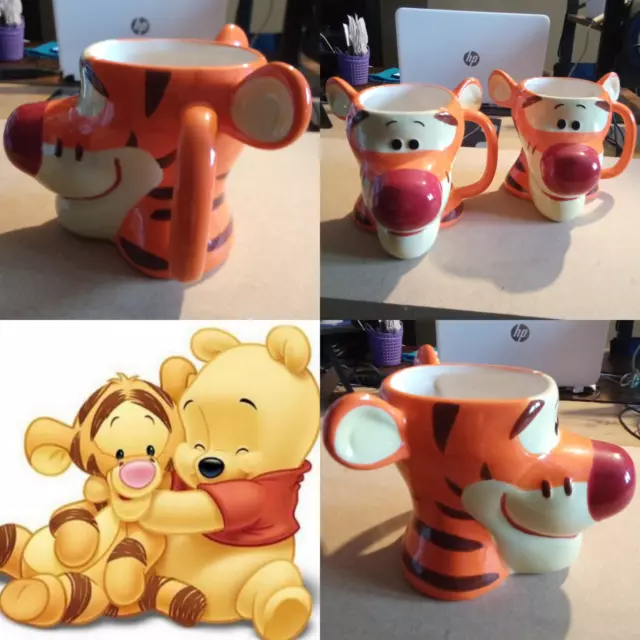Disney Winnie The Pooh 3D Tigger Drinking Tea Coffee Cups/Mugs Brand New Vintage