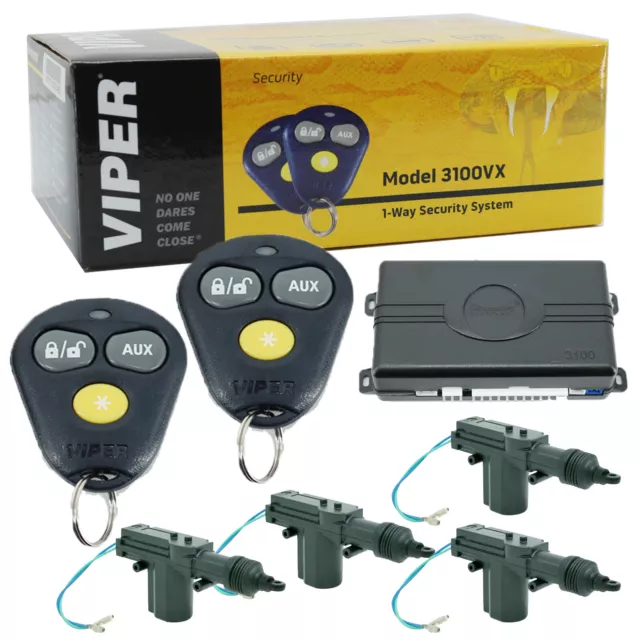 Viper 3100VX Keyless Entry Car Alarm System + 4 Universal Door Lock Actuators