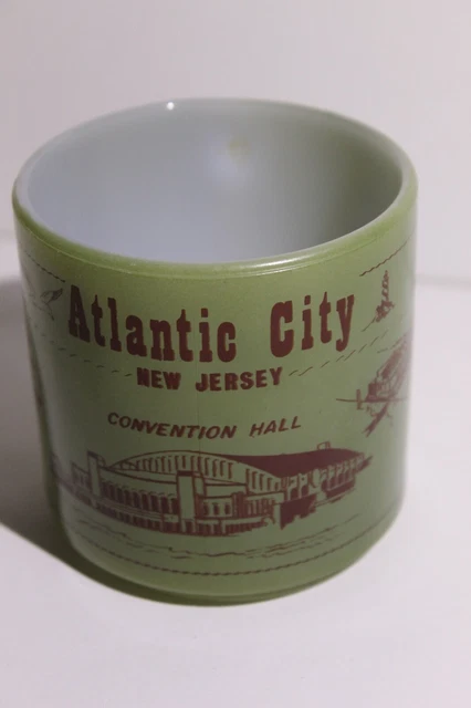 Federal Glass Atlantic City New Jersey green souvenir mug milk glass coffee