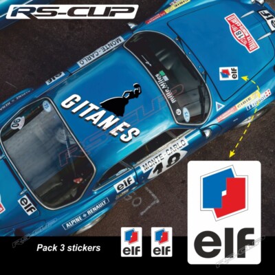 Sticker autocollant Gitane Toit Renault Alpine 98cm X 70cm avec fond bleu 