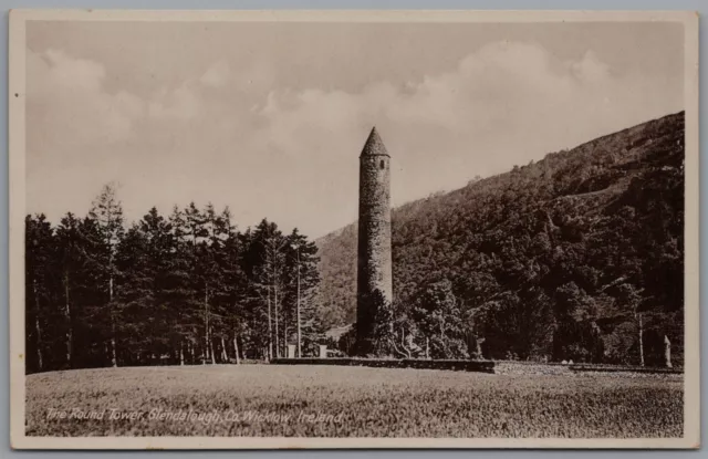 Round Tower Glendalough County Wicklow Ireland Vintage Unposted Postcard