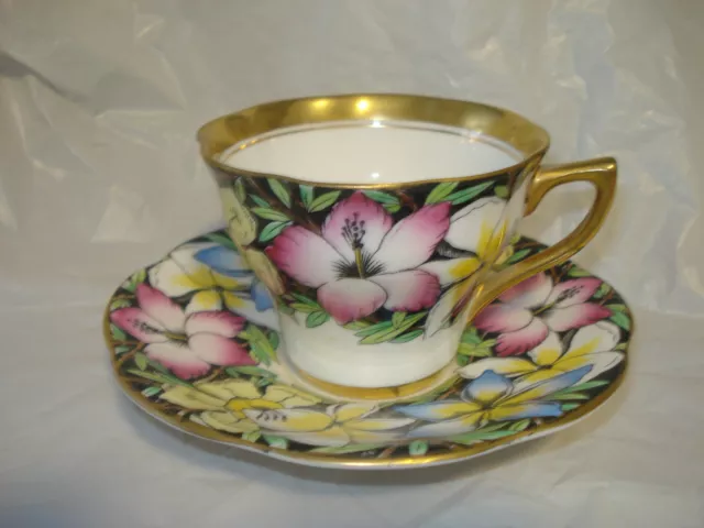 Vintage Rosina Flowers Gold Trim 4854 Tea Cup Saucer Set England