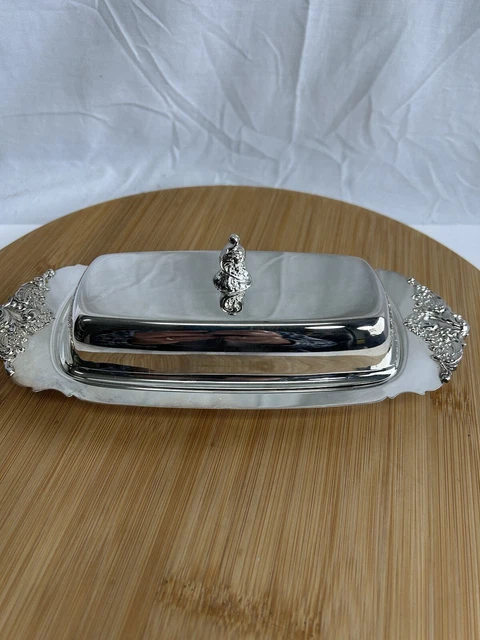 Vintage Wallace Baroque Silver Plate Butter Dish & Insert Pattern 206