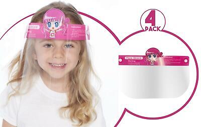 Kids Face Shield Protection Cover Guard Reusable Safety Visor Pink Girl 4 Pack