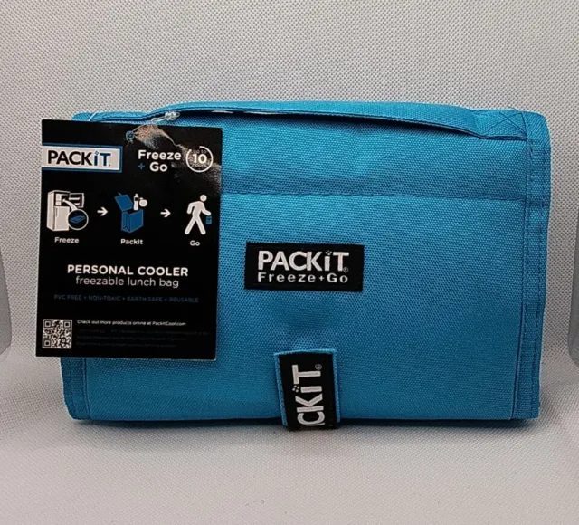 PackIt Freezable Lunch Bag Teal Personal Cooler Cools Up To 10 Hours New
