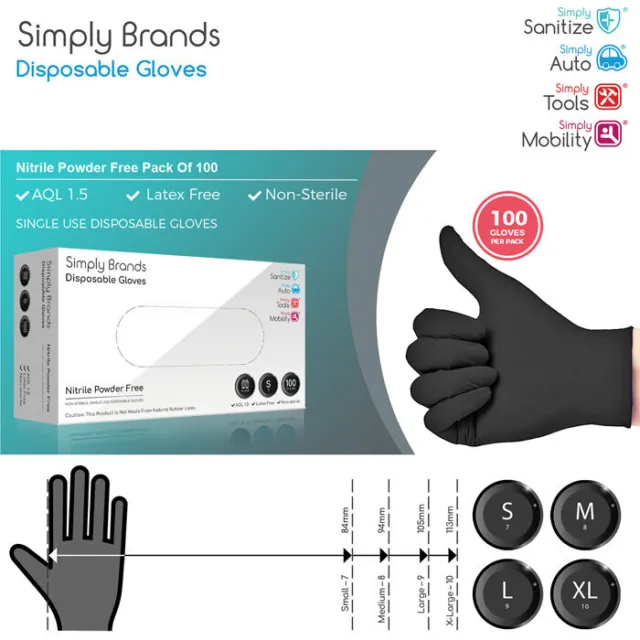100 Medium Disposable Nitrile Gloves Powder Free Latex Tattoo Car Medical Grade