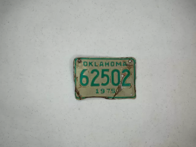 1975 Oklahoma Motorcycle Cycle  License plate Tag#62502