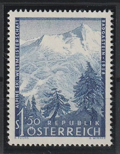 1958 - "Ski-Weltmeisterschaften", MNH, Plattenfehler "Krähe", ANK 1048 II