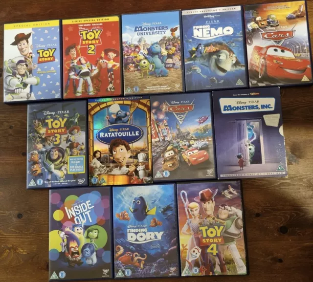 DISNEY PIXAR DVD Bundle Toy Story Nemo Cars Ratatouille Monsters Inc ...