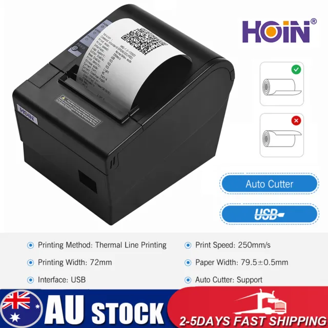 HOIN 80mm USB Thermal Receipt POS Printer Auto Cutter High Speed Printer Kit AU