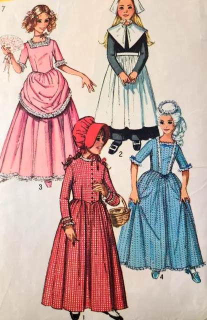 Vtg Simplicity 9136 Sew Pattern Girl Historical Costume Dress Pilgrim Colonial 7