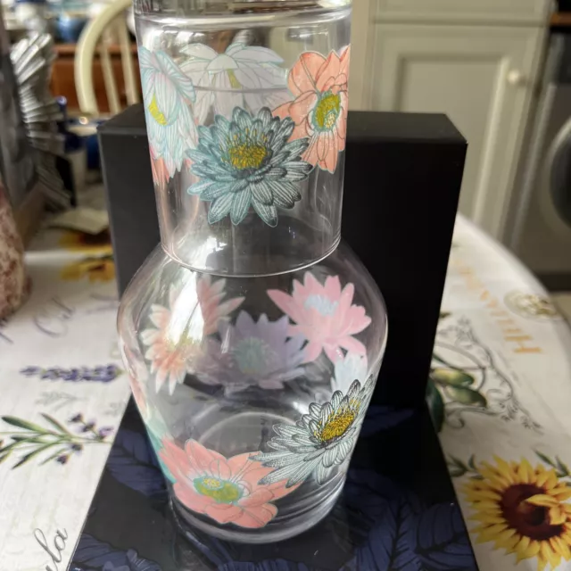 Laura Ashley Bedside Water Carafe And Glass. New Unused. Height 20Cm / 8 Inch.