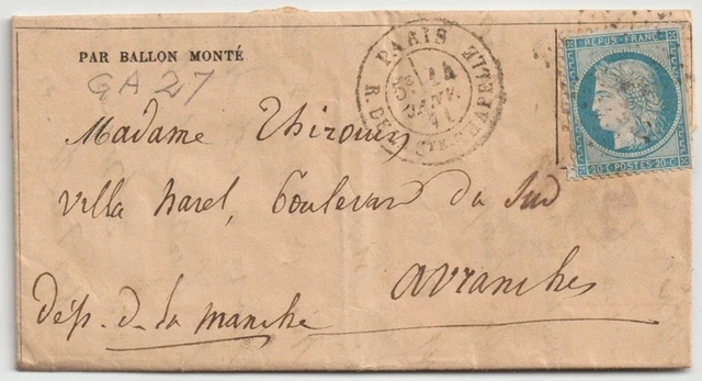 Timbres France N°29B+32 Sur Boule De Moulins - 1870 - Rare Avec Certificat - Oblitéré