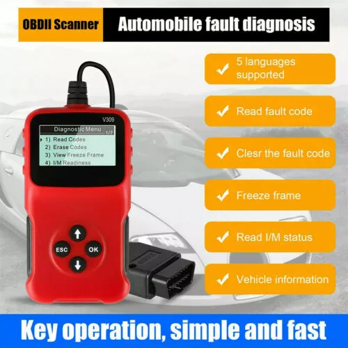 Car OBD2 OBDII EOBD Scanner Auto Fault Code Reader Engine Diagnostic Scan Tool