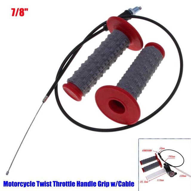 2x 7/8" Motorcycle Twist Throttle Handle Grip w/Cable 50-250CC ATV Bike