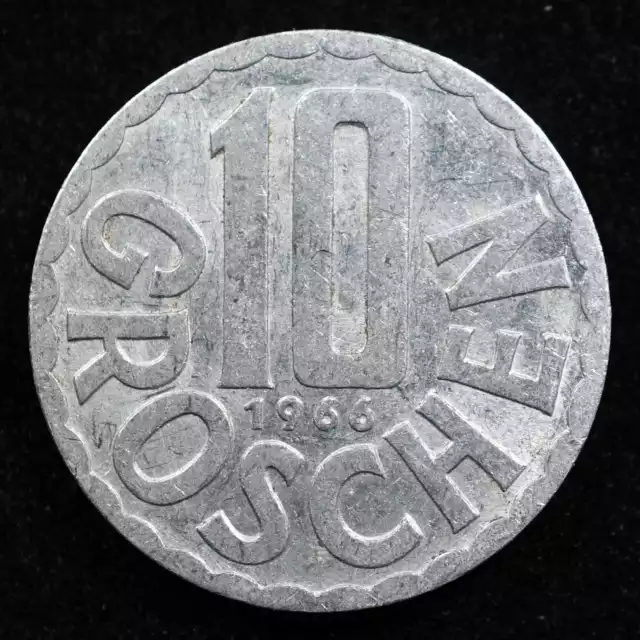 Austria 10 Groschen 1966, Coin, Km# 2878, Eagle, Shield, Inv#D304