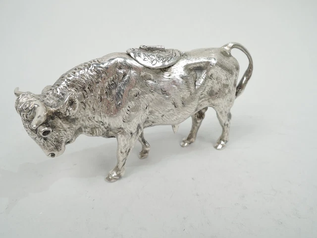 Buchholz & Zelt Cow Creamer Antique Bull Boy Beast German 800 Silver