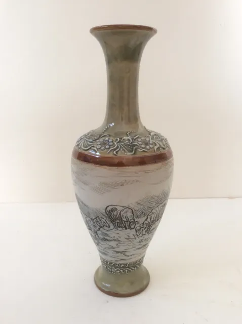 Hannah Barlow Doulton Vase With Sheep Design Vgc