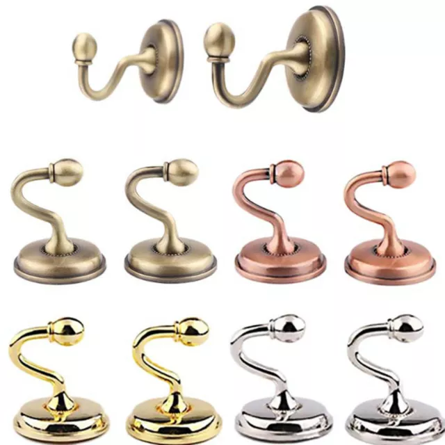 2pcs Multi-Purpose Hanging Hook Metal Curtain Holdback Wall Tie Back Hooks