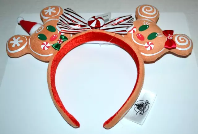Disney Holiday Christmas Gingerbread Mickey & Minnie Mouse Headband