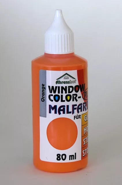 3x Ahrenshof Window Color Plus Fenstermalfarbe Orange 80 ml