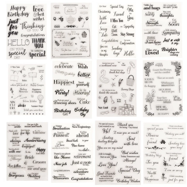 Beach Birthday Sentiments Silicone Clear Stamps Scrapbooking Crafts Journal DIY