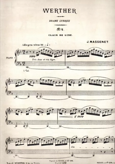 Partition TGF piano fin XIXe - Clair de Lune extrait de Werther, de MASSENET