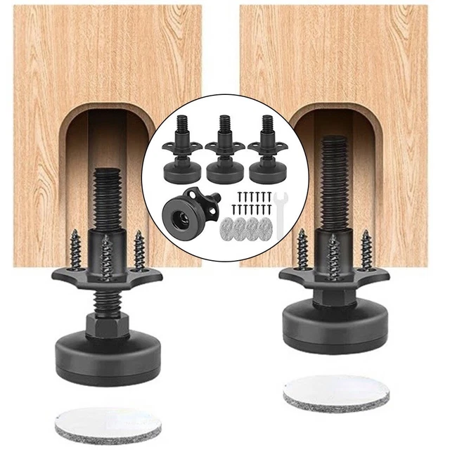 QLLY Lot De 4 Pieds De Bureau Carrés Réglables En Métal (30,5 Cm, Noir