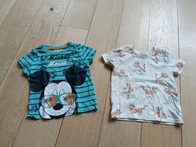 (Lot de 2) T-Shirt 18 Mois Manche Courte Disney Mickey Tigrou Bébé Enfant