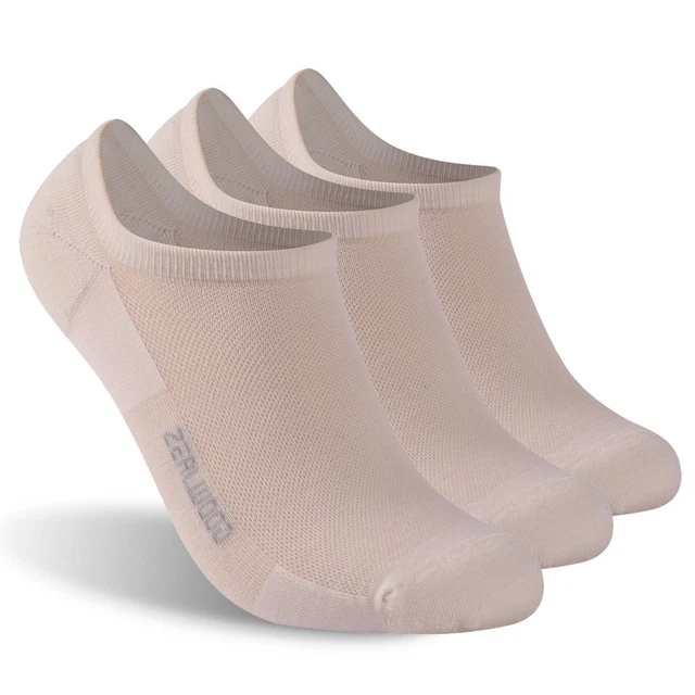 3 Pair ZEALWOOD Merino Wool Running Sock No Show Anti-blister Hiking Socks White