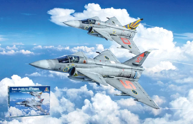 Träbyggsats Mekanisk Heller 1/72 SAAB Ja 37 Jaktviggen HE80309