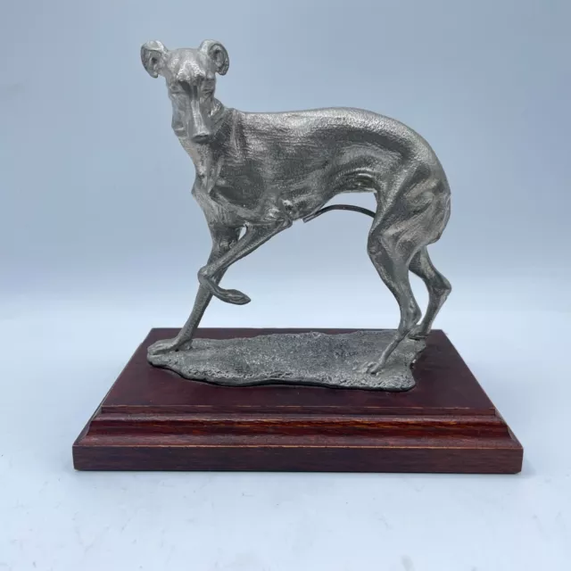 Racing Greyhound Metal Silver Tone  sculpture ornament figurine trophy Vintage