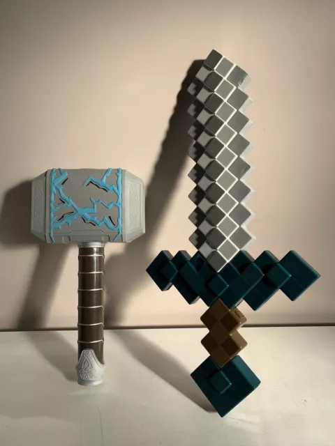 Toy Bundle Minecraft Dungeon Sword + Thor Ragnorok Hammer See Details