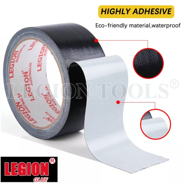 Cloth Duct Tape Gaffer Craft Self Adhesive Repair Black Silver 48mm Waterproof 3