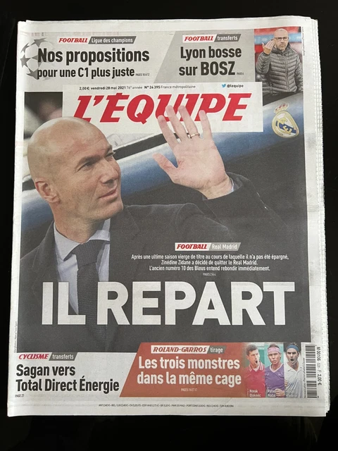 L'EQUIPE N°24785 23/06/2022 ZIDANE 50ans Interview EUR 8,00 - FR